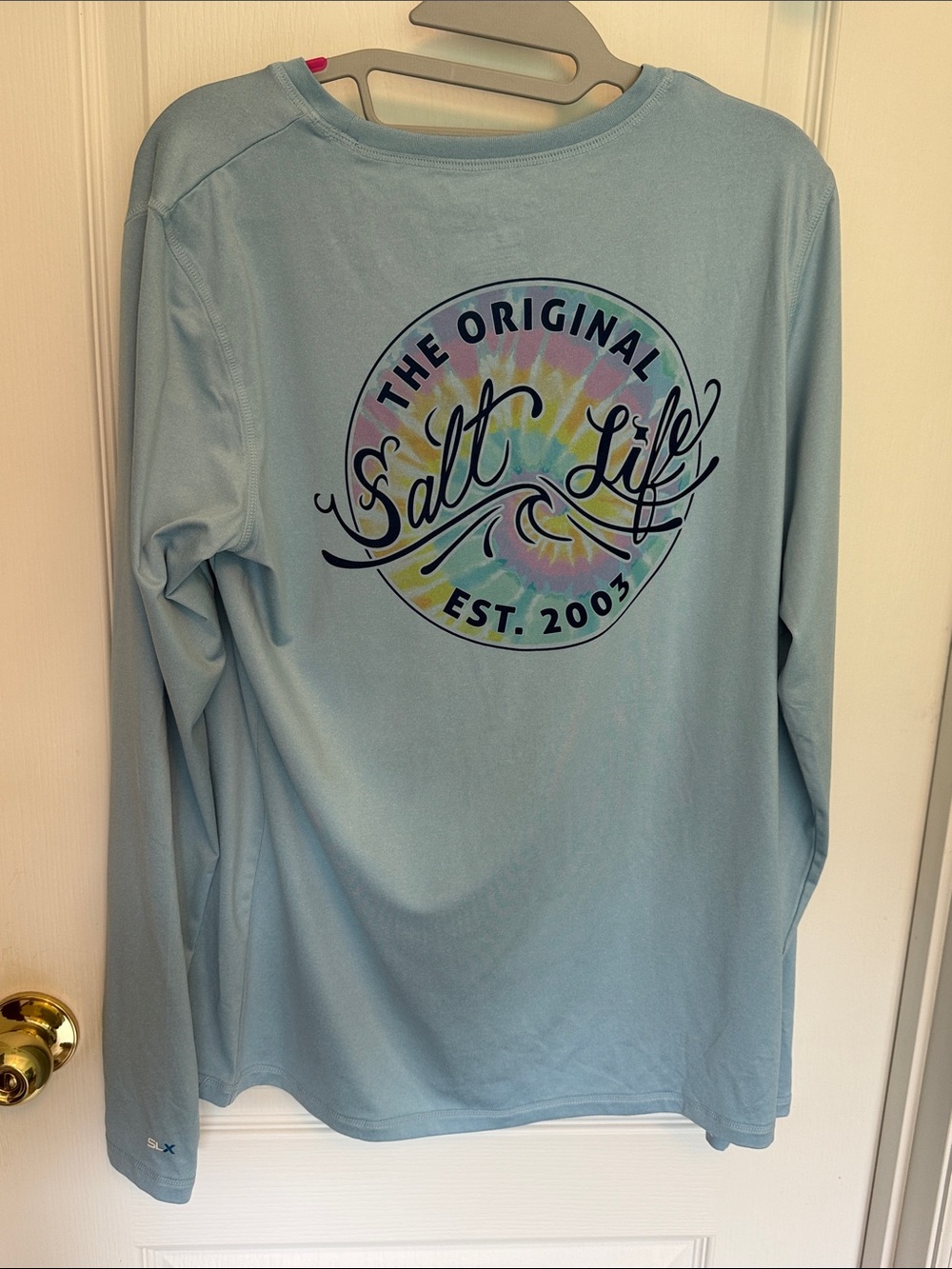 Salt Life Sky Blue Long Sleeve Performance Tee with Script Chest Logo - Picture 4 of 7